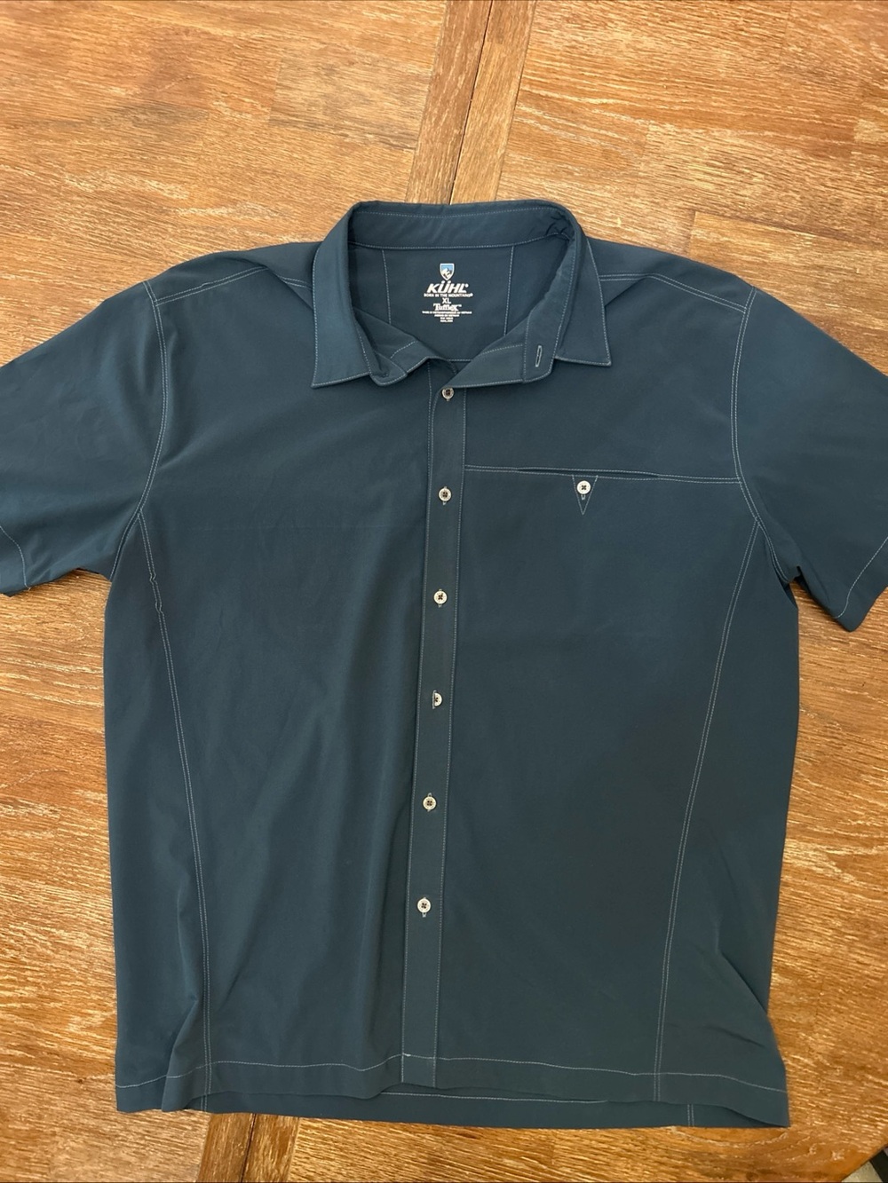 Kuhl Shirt Mens XL Blue Tufflex Renegade Button Up Stretch Lightweight Hiker